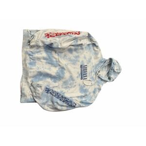 Nirvana Nevermind Tie-Dye Hoodie L/XL Blue Graphic Pullover Rock Band Sweatshirt